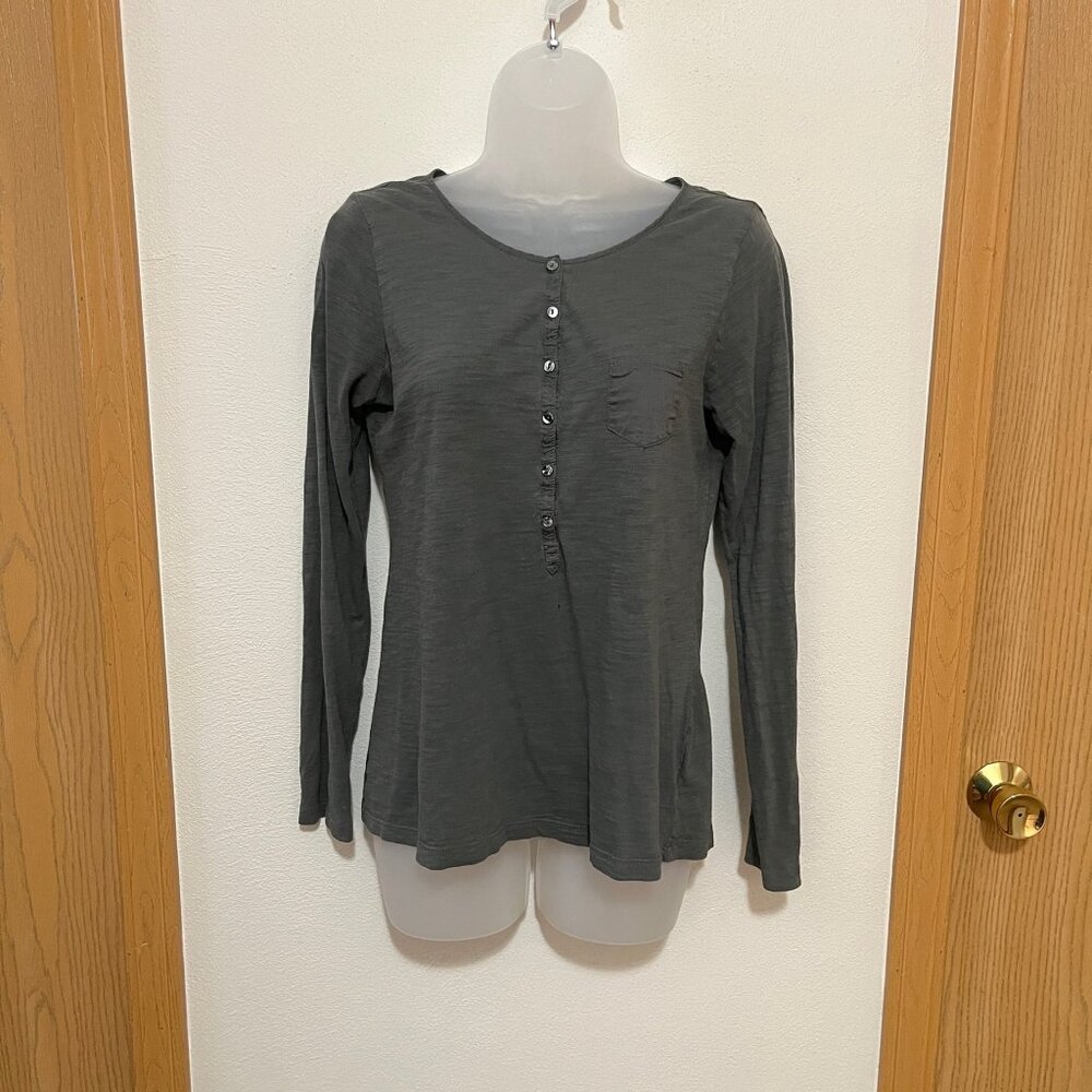 Old Navy Gray Long Sleeve Lightweight Henley Shirt (Small)